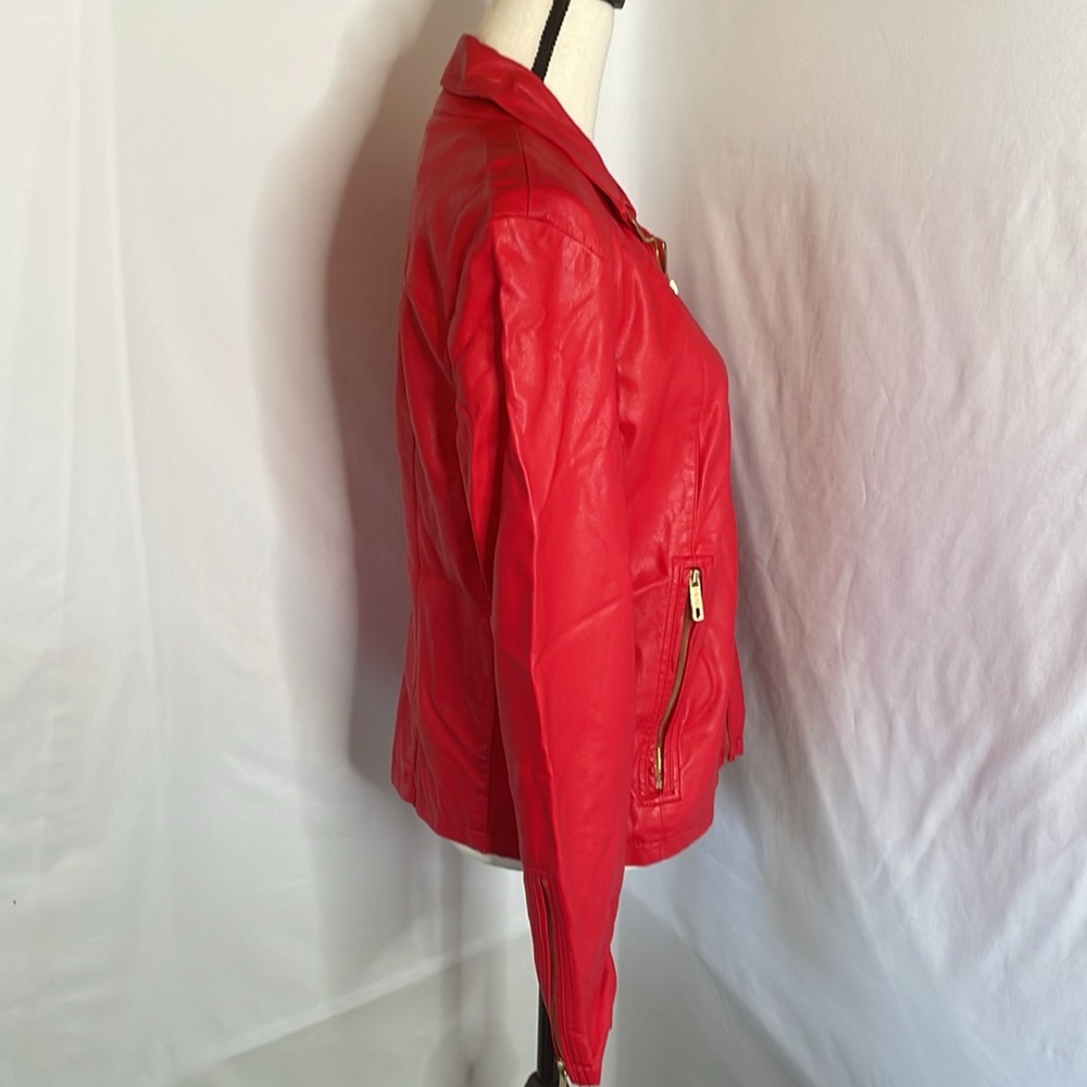 Kenneth Cole reaction red vegan jacket size large red hardware - Picture 5 of 12